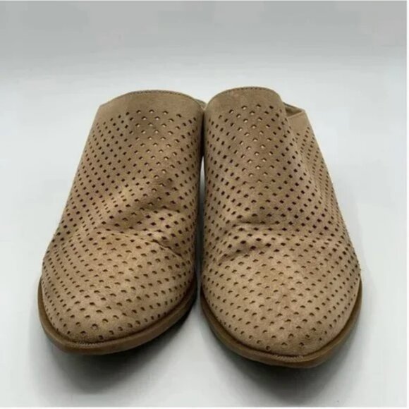 Sam & Libby Perforated Tan Suede Mules Size 8 - Picture 4 of 7